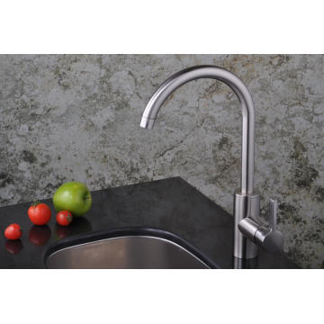 Single Level Griff Pinsel Nickel Küchenspüle Wasserhahn Gans Hals Wasser Hahn Mischer